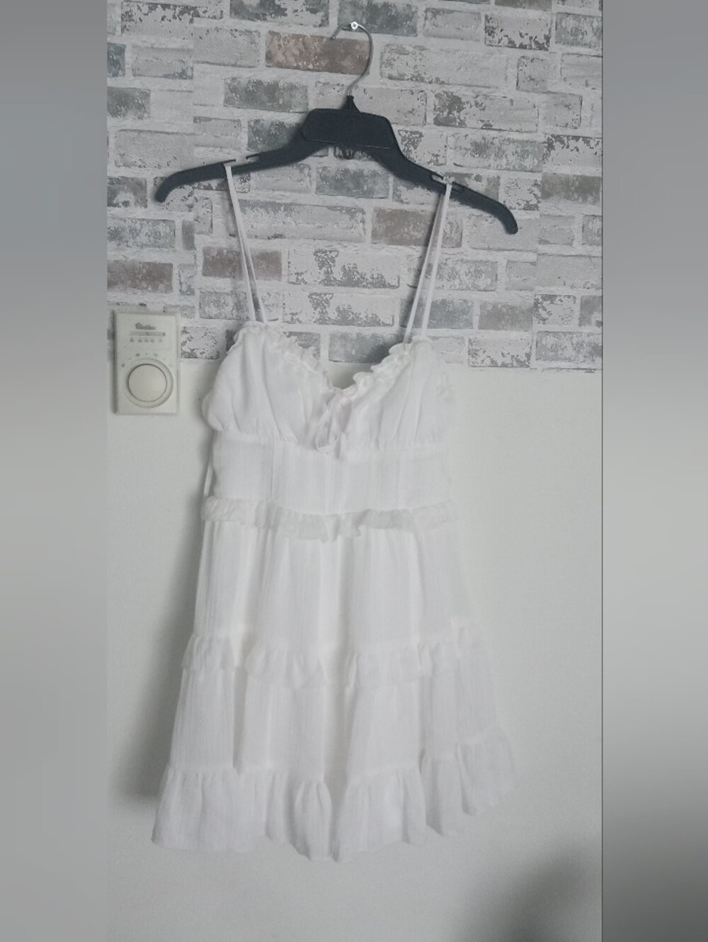 wild fable White Tiered Ruffle Spaghetti Strap Mini Dress
